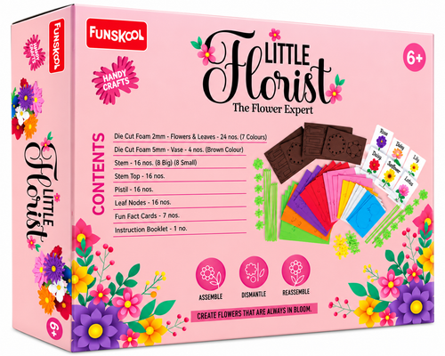 Funskool Handy Crafts Little Florist | DIY Foam Flower Making & Bouquet Craft Kit | Ages 6+