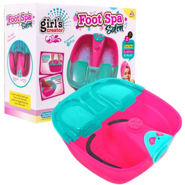 Girls Creator Foot Spa Salon Bubbles & Music, Battery Operated Foot Spa Set with 15 Accessories