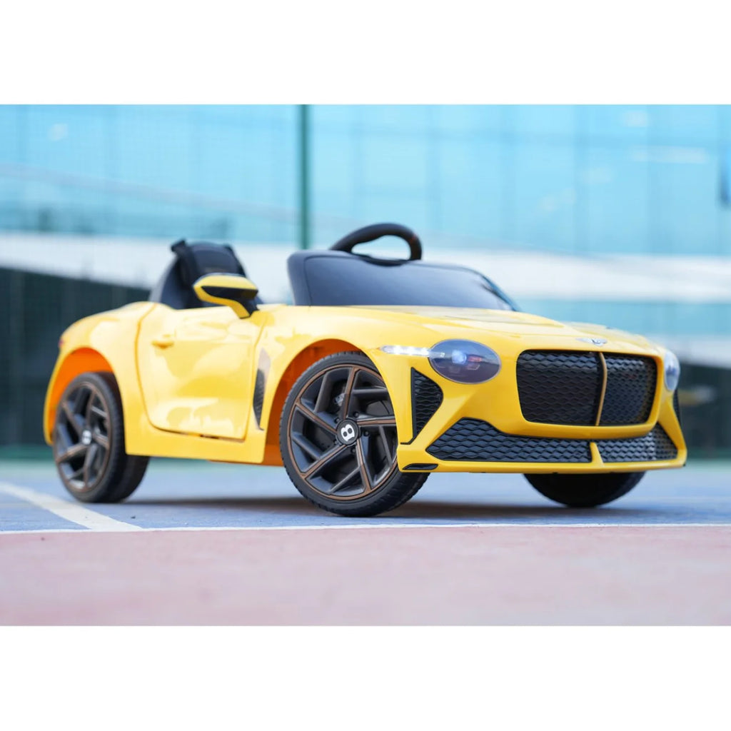 EMotorad Formula Fun Bentley Bacalar 12V Electric Ride-On Car for Kids with Remote – Yellow, 3Y+