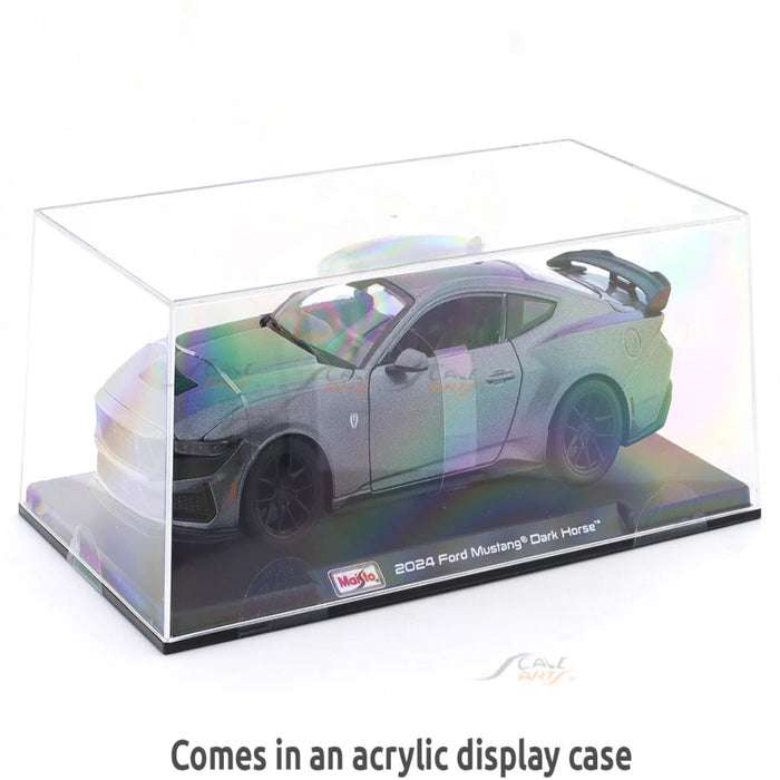 Maisto 2024 Ford Mustang Dark Horse Grey Acrylic Case 1:24 Bburago Licensed Diecast Scale Model Car