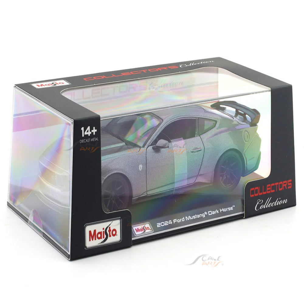 Maisto 2024 Ford Mustang Dark Horse Grey Acrylic Case 1:24 Bburago Licensed Diecast Scale Model Car