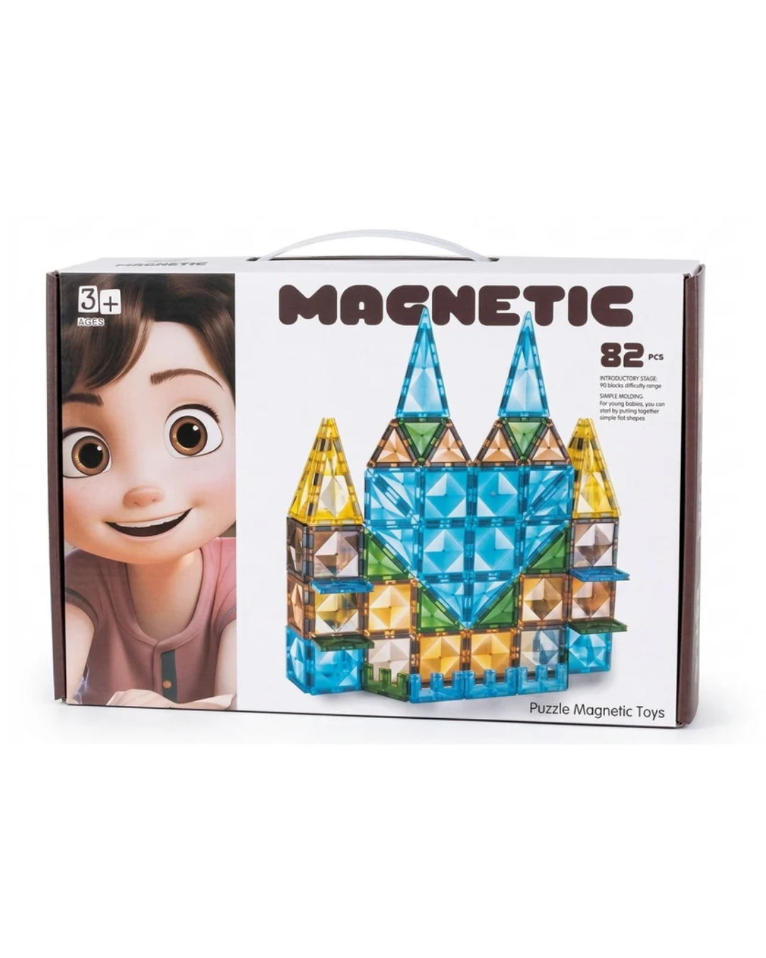 Rainbow Toys 82 Pcs Magnetic Building Tiles Set – 3D STEM Educational Construction Toys for Kids