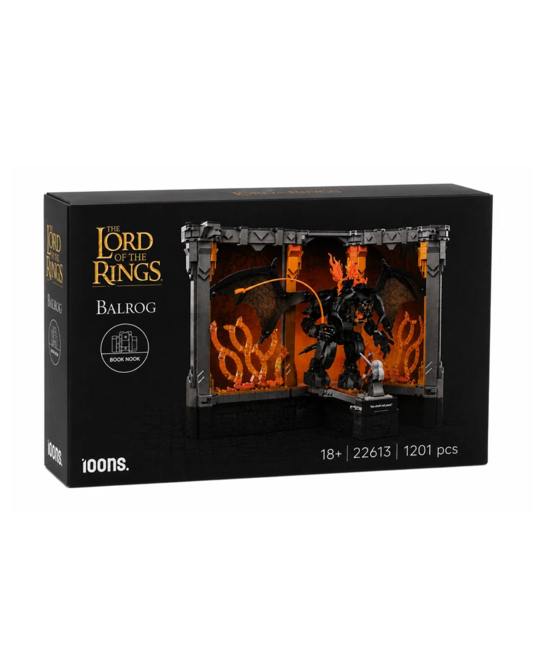 Lord of the Rings Balrog Book Nook Building Block Set 1201 Pieces Collectible Display Model