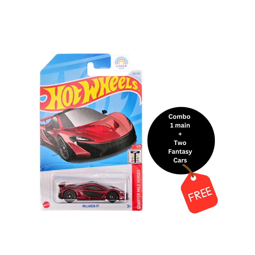 Hot Wheels 1:64 Scale McLaren P1 Combo  (1 main + 2 fantasy Car Free)