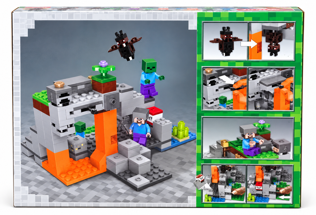 BRICK My World The Zombie Cave Building Blocks Set, 253+ Pieces, 4 Character Figures, Creative Construction Toy for Kids Ages 6+