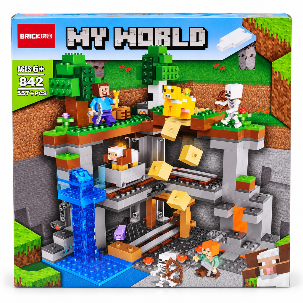 MY WORLD Minecraft Building Blocks Set 842, 557+ Pieces, Creative Mining Adventure Construction Toy for Kids Age 6+