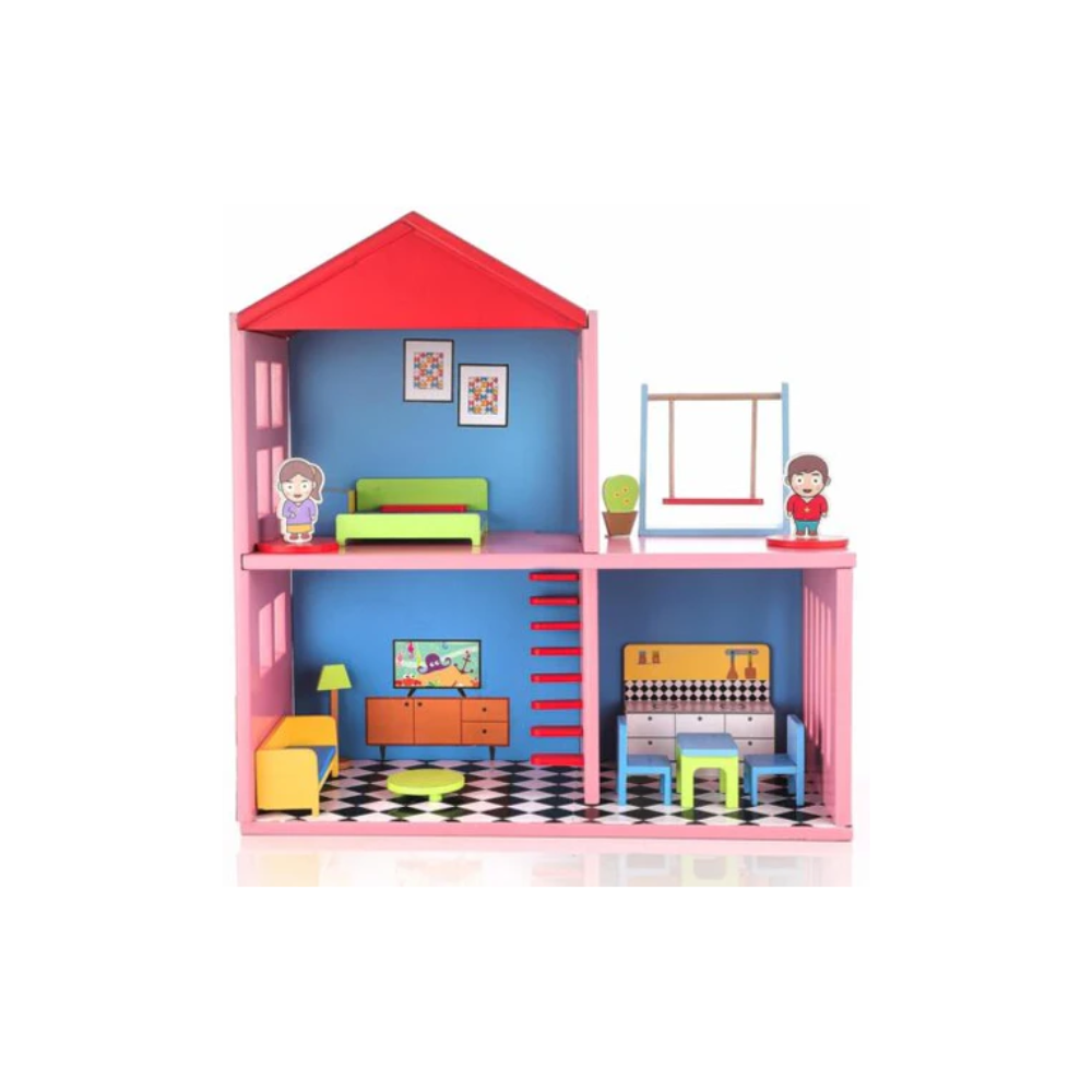 Chanak Wooden My Doll House | 16 Pieces Pretend and Play Doll House