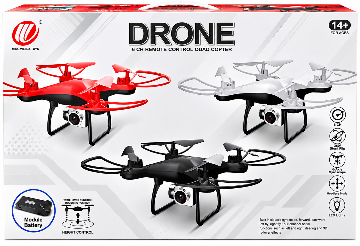 Ming Wei Da Challenge Aerobatic Drone D13HW | 6-Channel Remote Control Quadcopter with Camera, WiFi FPV & 360° Flip | 14+ Years
