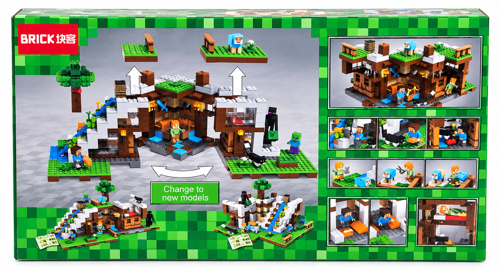 BRICK My World Building Blocks Set 729+ Pieces – Minecraft Style Adventure House Construction Toy for Kids 6+ Years