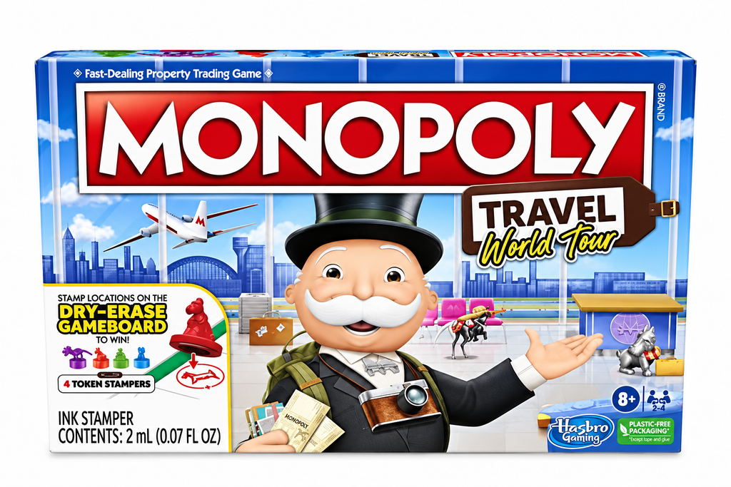 Hasbro Monopoly Travel World Tour Board Game for Kids Ages 8+ | Fast-Dealing Property Trading Family Game