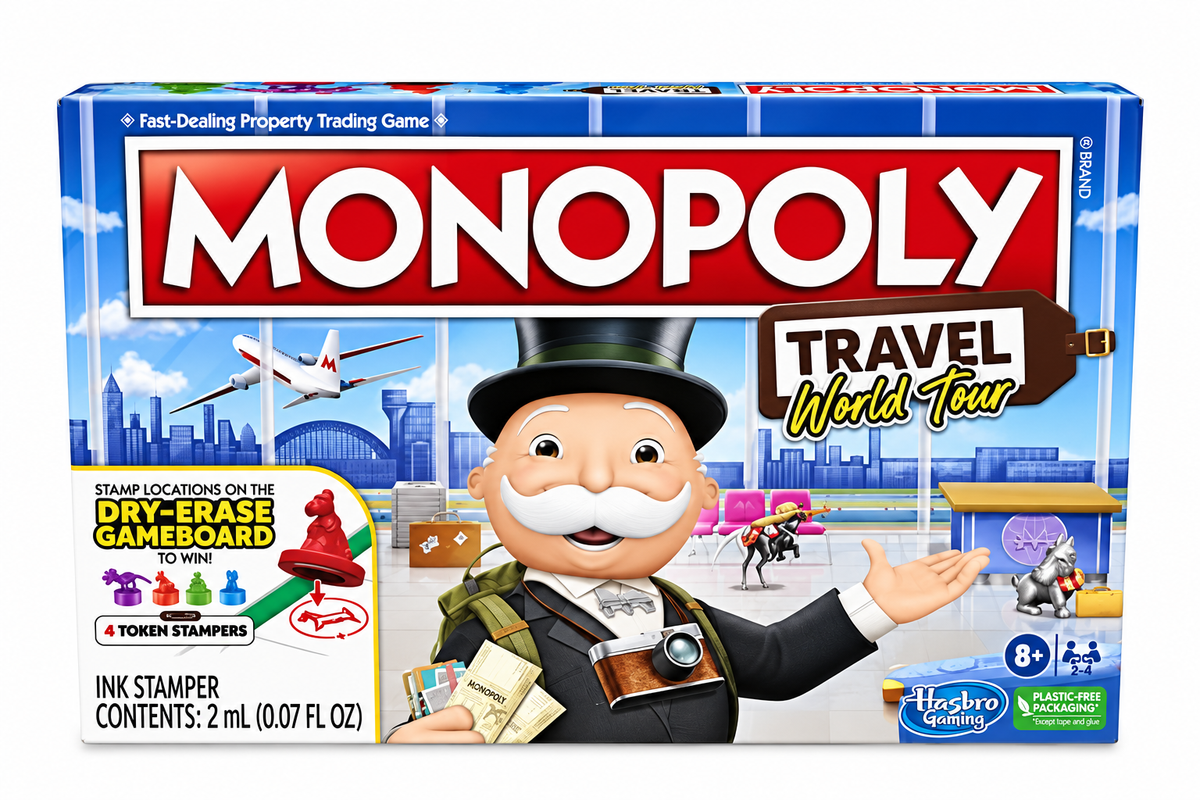 Hasbro Monopoly Travel World Tour Board Game for Kids Ages 8+ | Fast-Dealing Property Trading Family Game