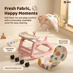 StarAndDaisy Multi-Purpose Baby Rocking Chair with Wheels, Feeding Tray & Push Handle – 0–24 Months, Pink