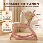 StarAndDaisy Multi-Purpose Baby Rocking Chair with Wheels, Feeding Tray & Push Handle – 0–24 Months, Pink