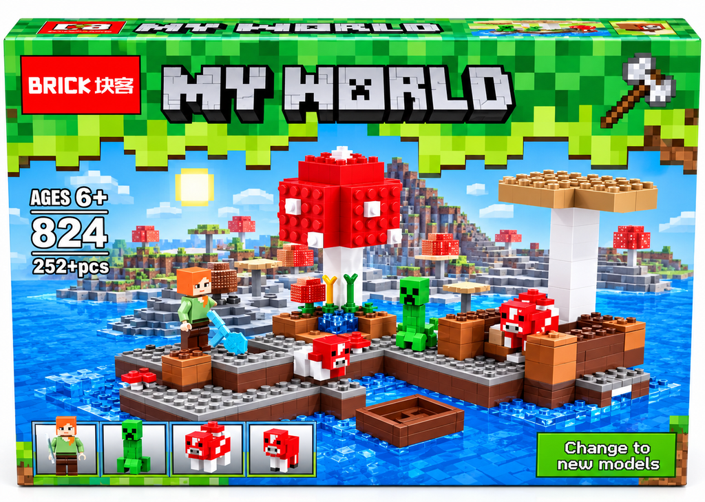 My World Mushroom Island Building Blocks Set – 252+ Pieces | 6+ Years