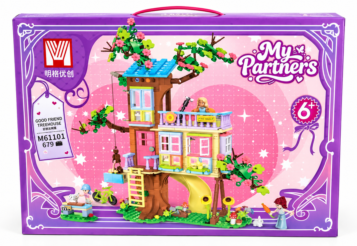 My Partners Treehouse Building Blocks Set with Dolls, Slide & Swing – 3+ Years