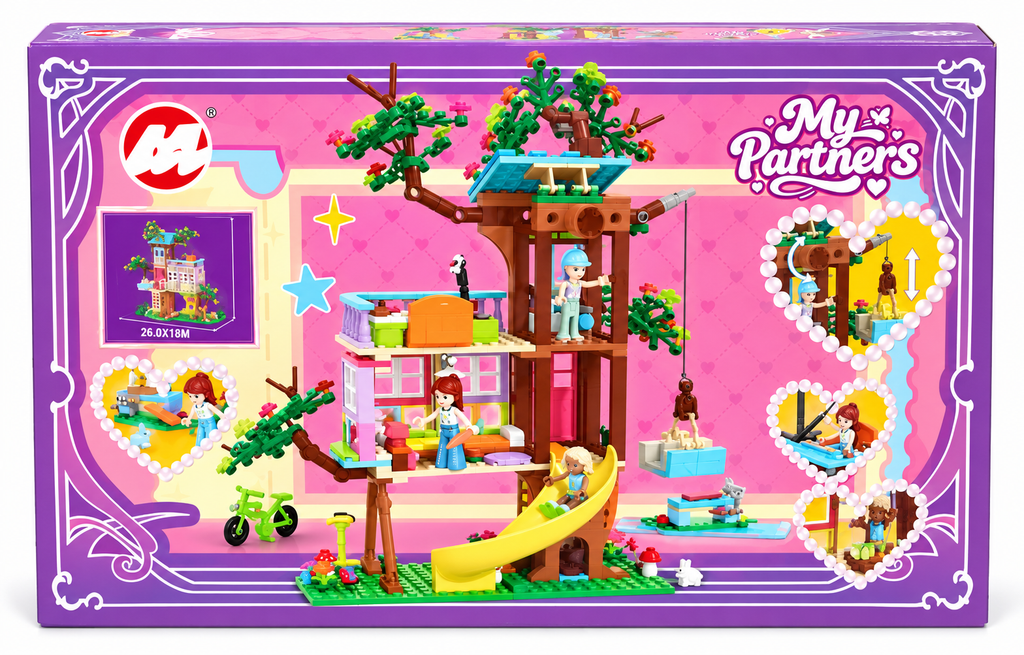 My Partners Treehouse Building Blocks Set with Dolls, Slide & Swing – 3+ Years