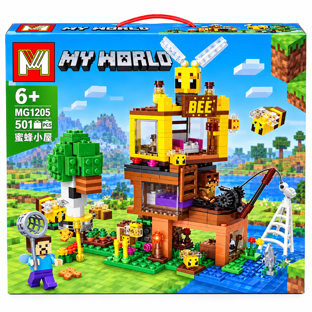 My World Bee House 501 Pcs Building Blocks Set – Creative Honey Bee Treehouse Toy for Kids 6+