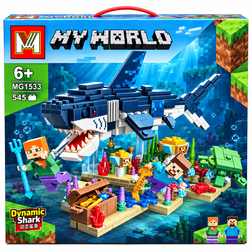 My World Dynamic Shark Building Blocks Set – 545 PCS | MG1533 | Ages 6+