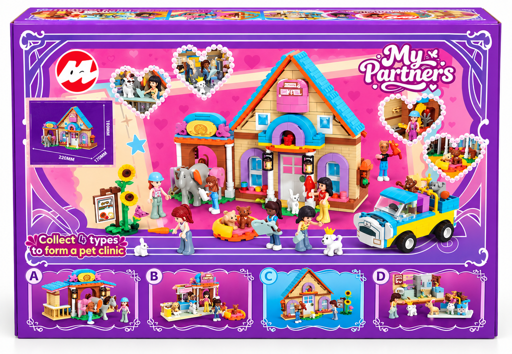 My Partners Warm Cabin Building Blocks Set 288 Pieces – Dollhouse Construction Toy for Kids Ages 6+