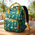 StarAndDaisy Nappy Nest Newborn Baby Diaper Backpack with 15 Pockets, 3 Insulated Bottle Pockets & Stroller Straps – Jungle Print