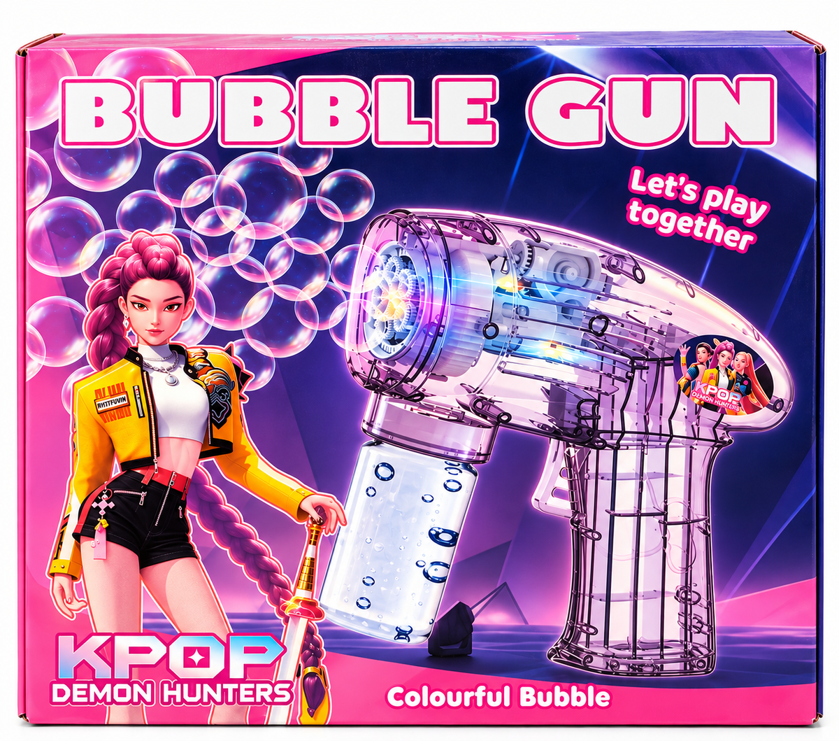 K-Pop Demon Hunters Bubble Gun Toy | Transparent Automatic Bubble Blower for Kids