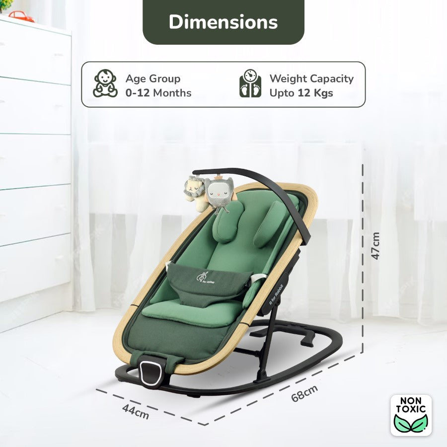 R For Rabbit Rock N Nap Bliss – Lightweight Baby Sleeper & Rocker Olive Green