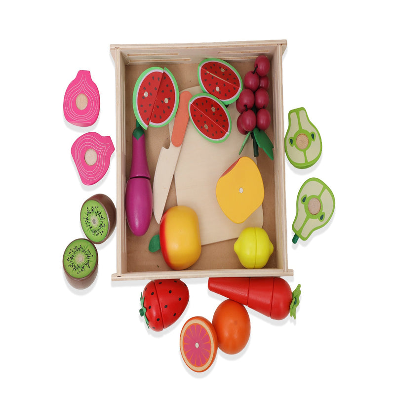 Open Ended Wooden Cutting Set Fruits & Veggies