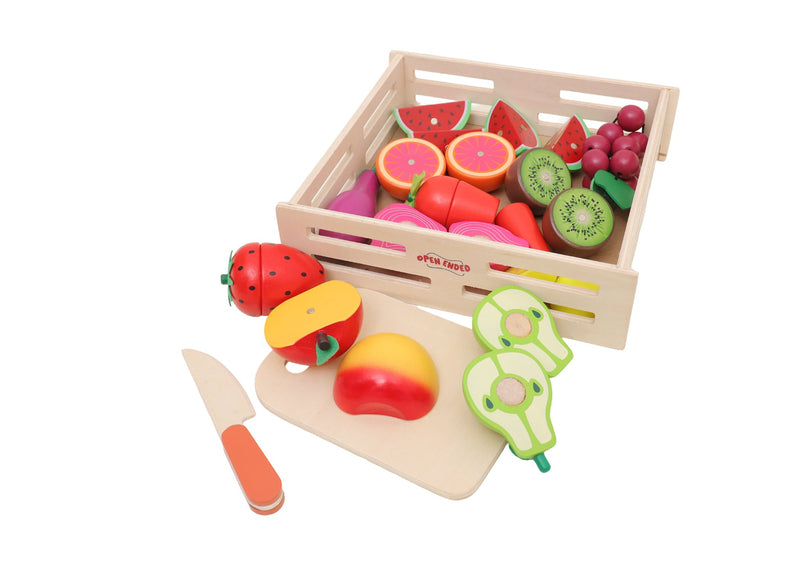 Open Ended Wooden Cutting Set Fruits & Veggies