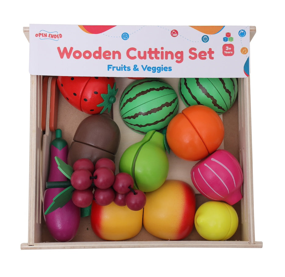 Open Ended Wooden Cutting Set Fruits & Veggies