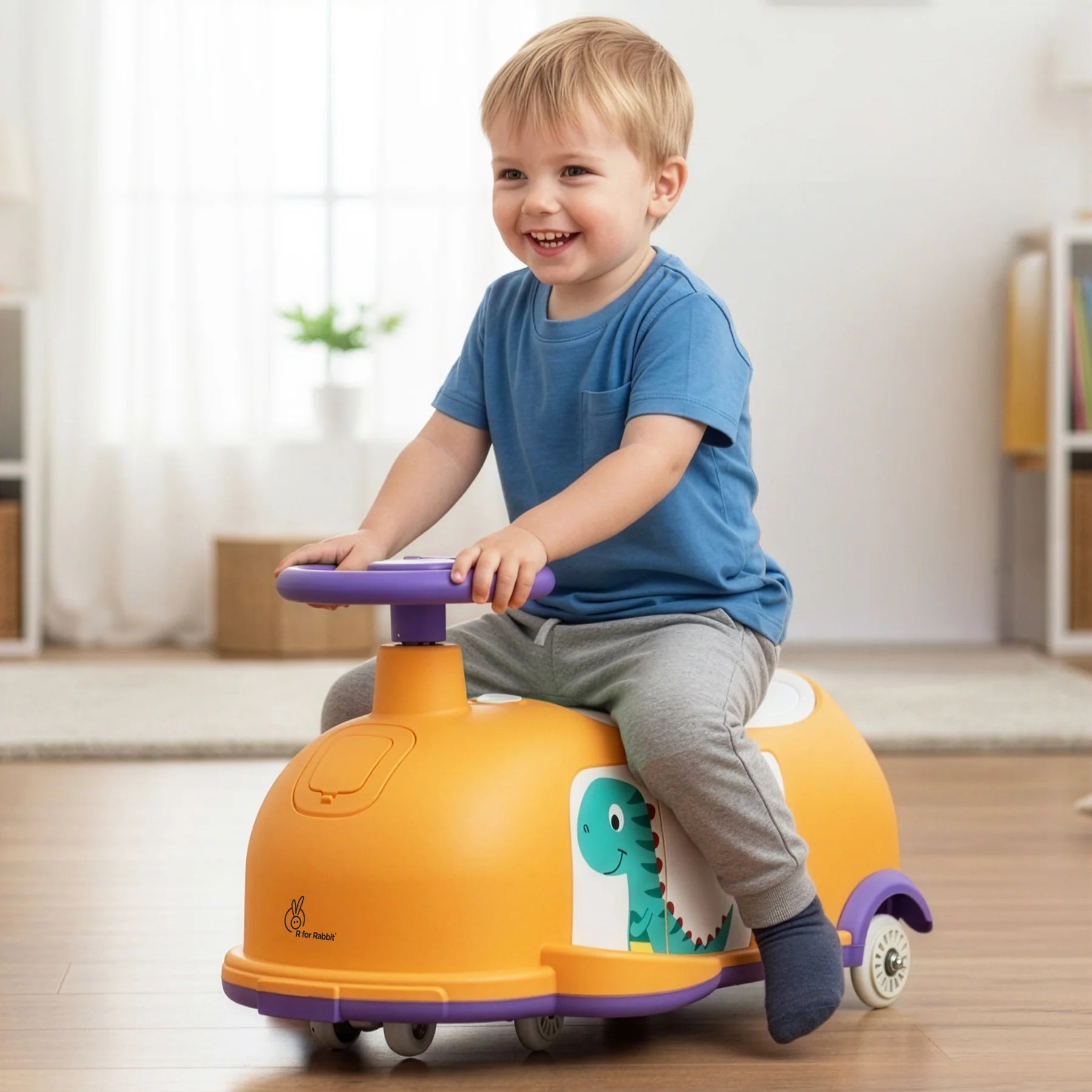 R For Rabbit Iya Iya Poppy 3 in 1 Kids Ride On Swing Car Orange Purple