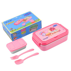 Youp Stainless Steel Insulated Pink Color Kids Peppa Pig Lunch Box With Fork & Spoon Lunch Break - 850 ml Assorted Color