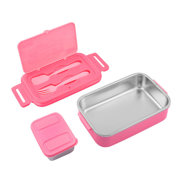 Youp Stainless Steel Insulated Pink Color Kids Peppa Pig Lunch Box With Fork & Spoon Lunch Break - 850 ml Assorted Color
