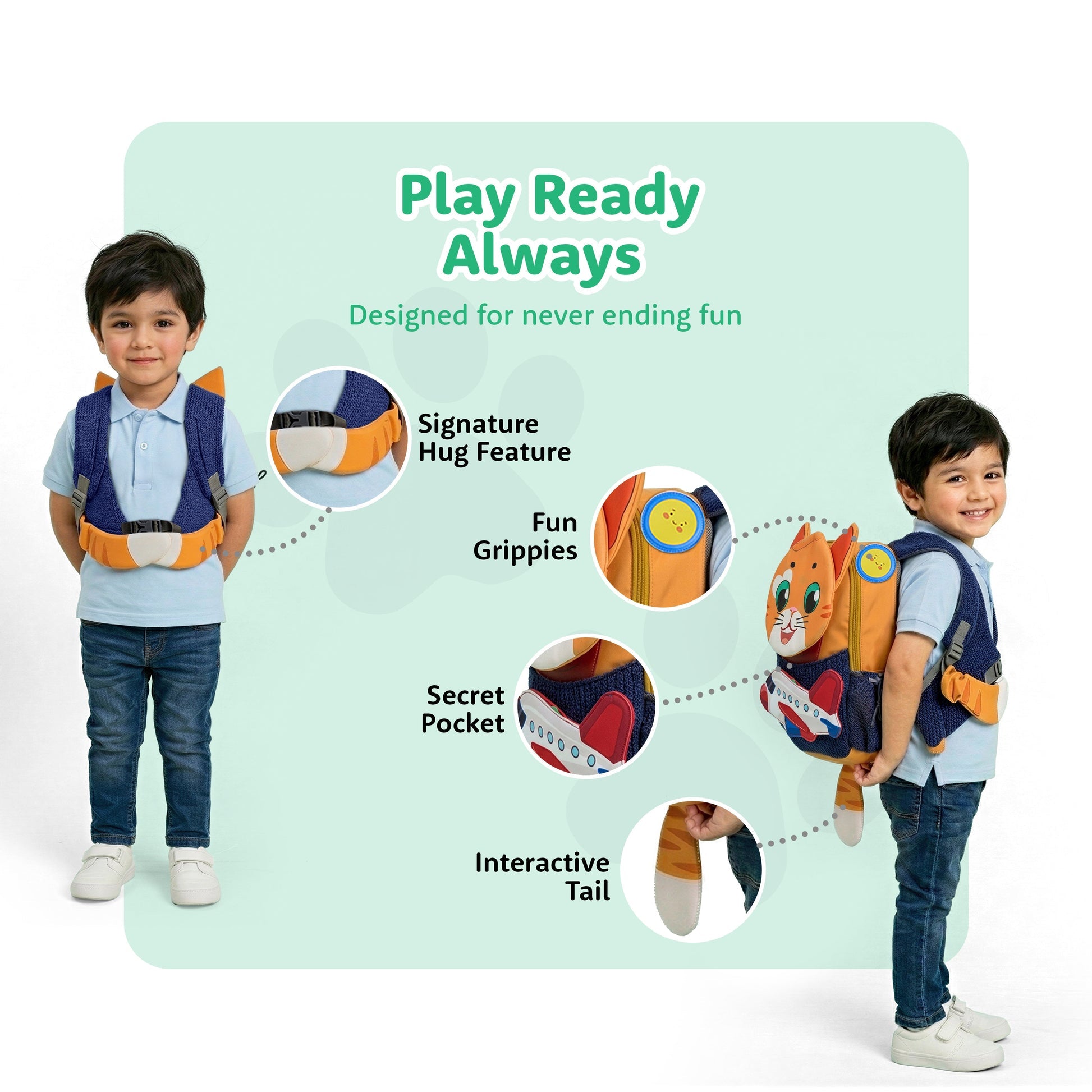 Filli & Me Filli & Aeroplane HugBag 10L Preschool Backpack for Kids (2–3 Years) Lightweight School & Travel Bag