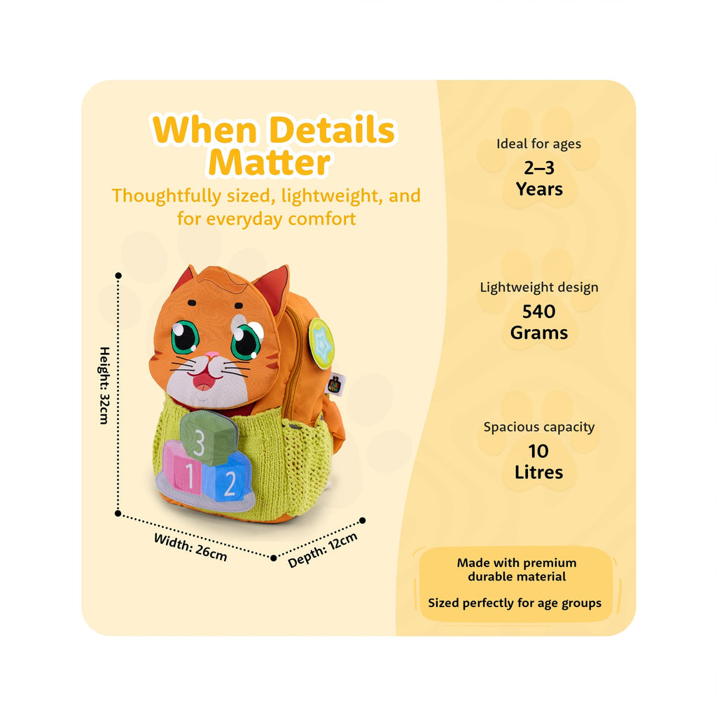 Filli & Me Filli & Numbers HugBag  10L Preschool Backpack for Kids (2–3 Years) Lightweight School & Travel Bag