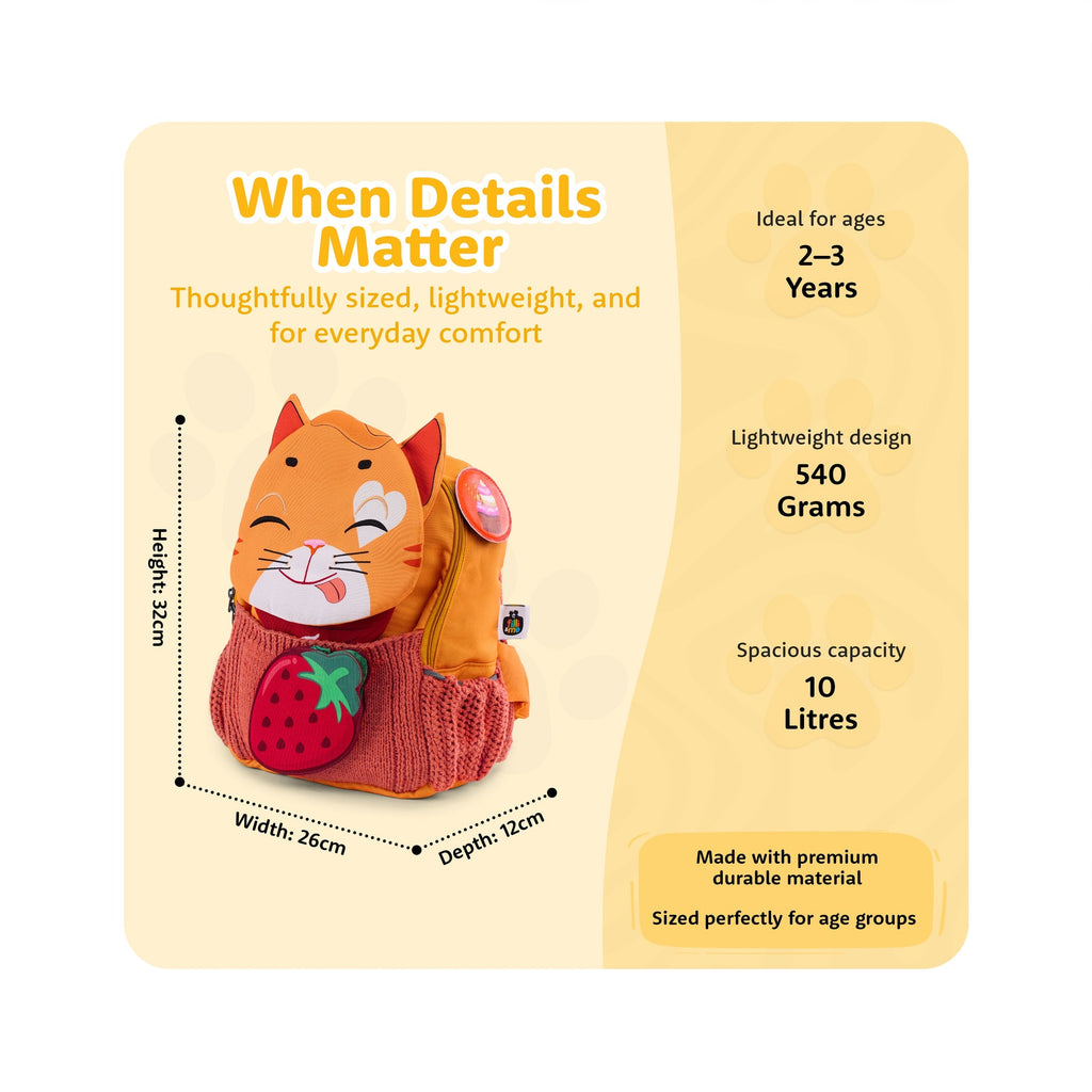 Filli & Me Filli & Strawberry HugBag 10L Preschool Backpack for Kids (2–3 Years) Lightweight School & Travel Bag