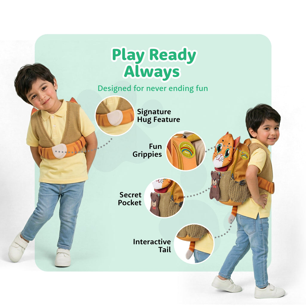 Filli & Me Filli & Teddy HugBag 10L Preschool Backpack for Kids (2-3 Years) Cute School & Travel Bag