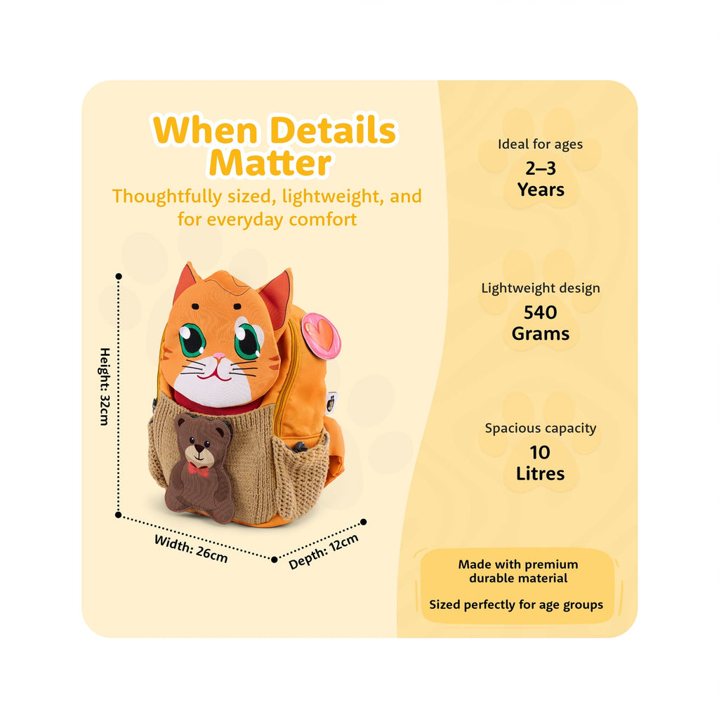 Filli & Me Filli & Teddy HugBag 10L Preschool Backpack for Kids (2-3 Years) Cute School & Travel Bag