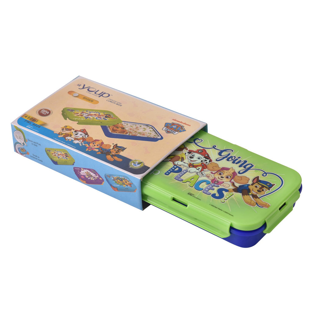 Youp Stainless Steel Blue and Green Color Paw Patrol Kids Lunch Box Ryder - 450 ml Assorted Color