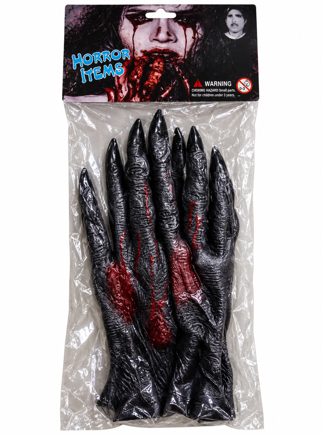 Halloween Horror Claw Hand Prop – Black & Red Spooky Decoration