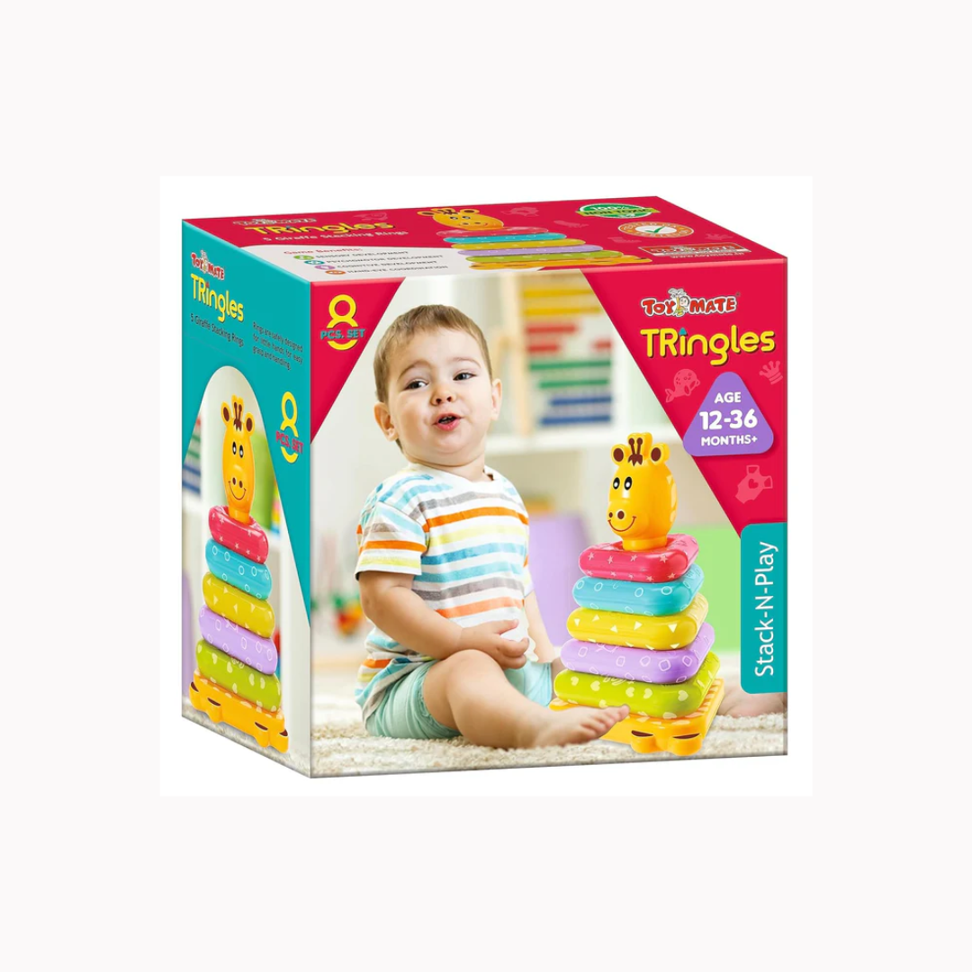 Toymate TRingles- 8 Pcs Set-Stack N Play Shaped Stacking Rings Set