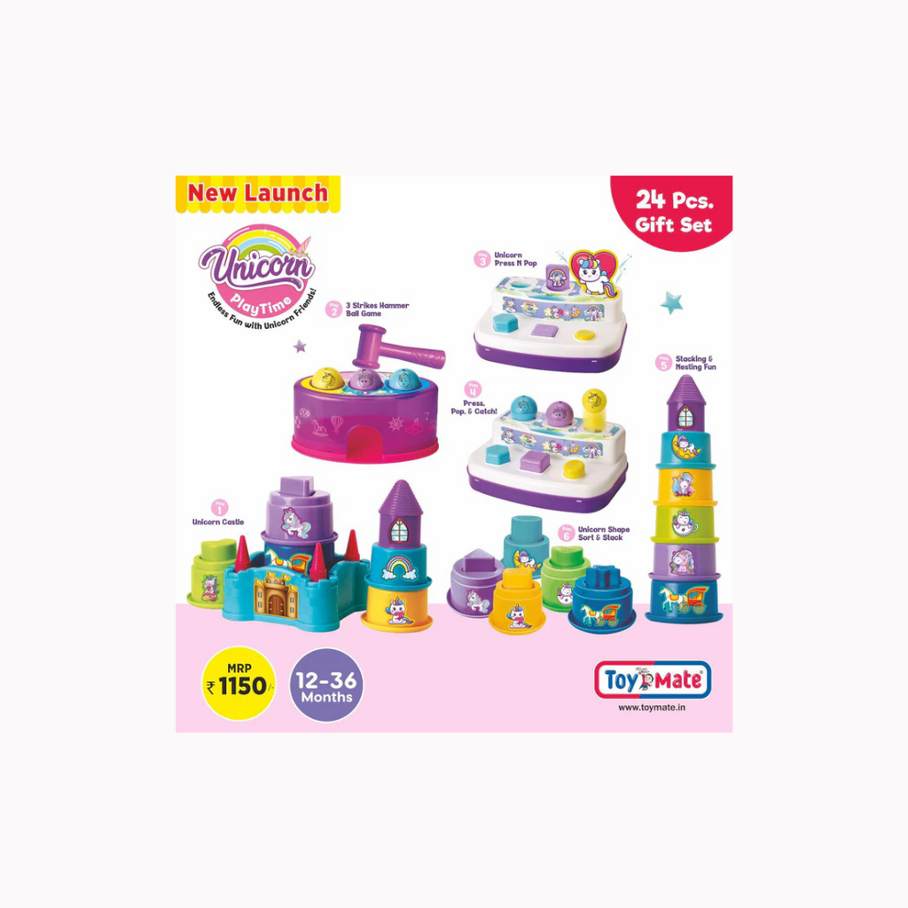 Toymate Unicorn Play Time – 24 Pcs Educational Toy Gift Set for Toddlers