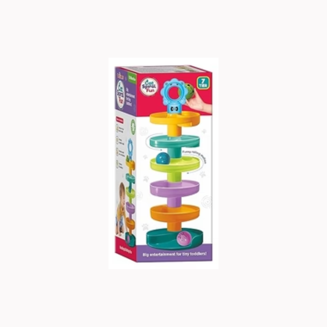 Toymate Cat Spiral Fun – 7-Tier Rolling Ball Tower for Toddlers