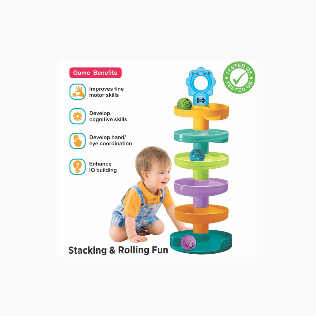 Toymate Cat Spiral Fun â€“ 7-Tier Rolling Ball Tower for Toddlers