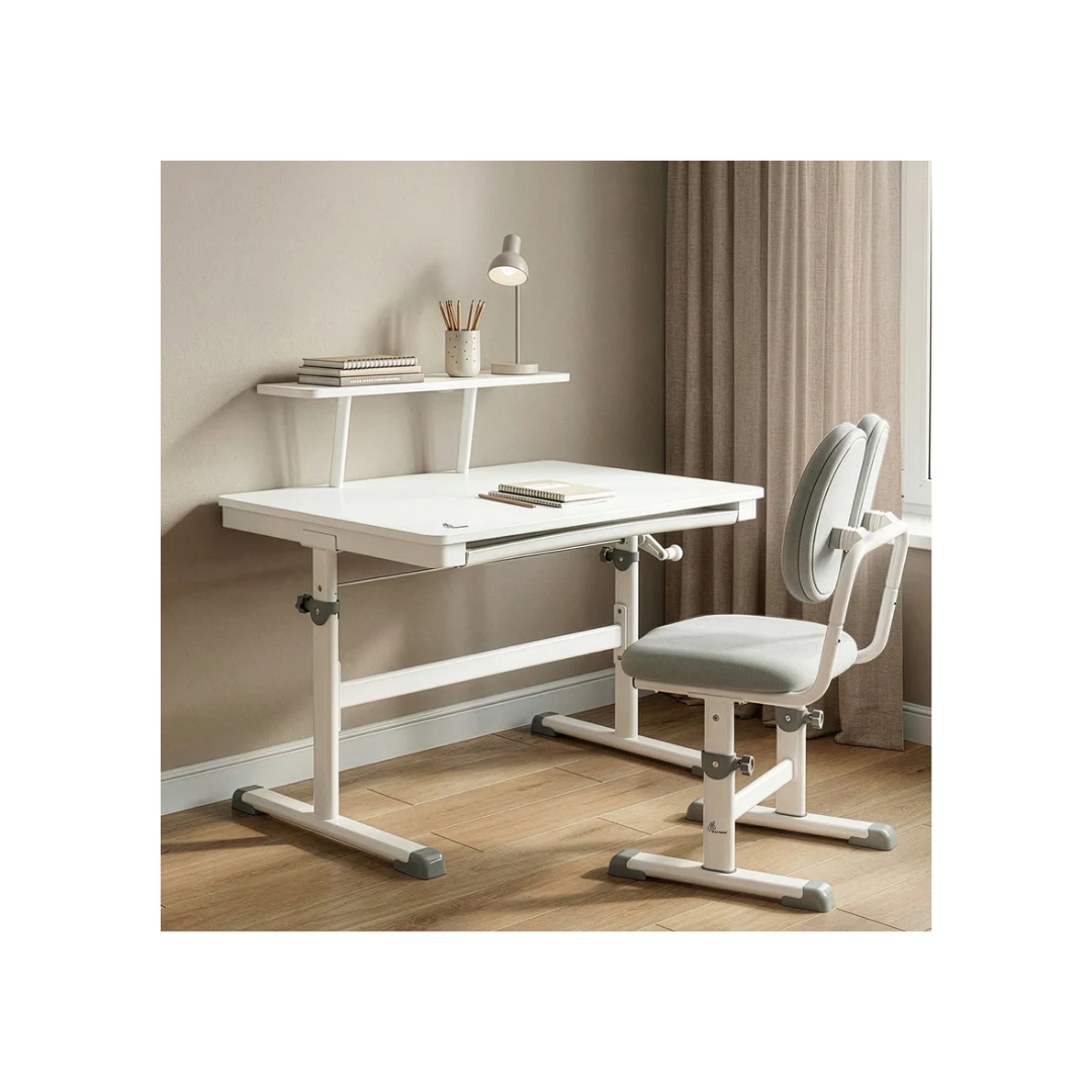 R for Rabbit Kiddie Grow Edge Kids Study Table & Chair Set 3-15 Years, Adjustable Height, Storage Drawer & Bookshelf