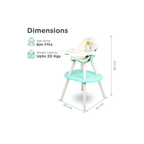R for Rabbit Cherry Berry Tusky High Chair For Kids 3-in-1 Convertible with Detachable & Adjustable Food Tray - Green Cream