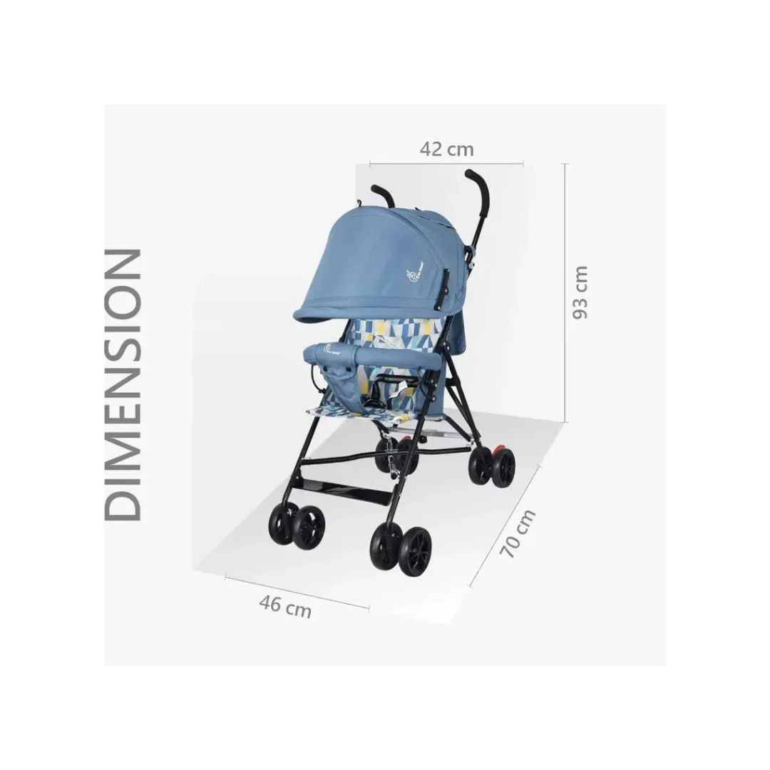 R for Rabbit Pixie Buggy Stroller Easy to Fold and Store, UV Sun Protection Canopy, Rear Brakes, Storage Bag - Abstract Blue