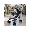 R for Rabbit Pixie Buggy Stroller Easy to Fold and Store, UV Sun Protection Canopy, Rear Brakes, Storage Bag - Black Multi