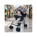 R for Rabbit Pixie Buggy Stroller Easy to Fold and Store, UV Sun Protection Canopy, Rear Brakes, Storage Bag - Black Multi