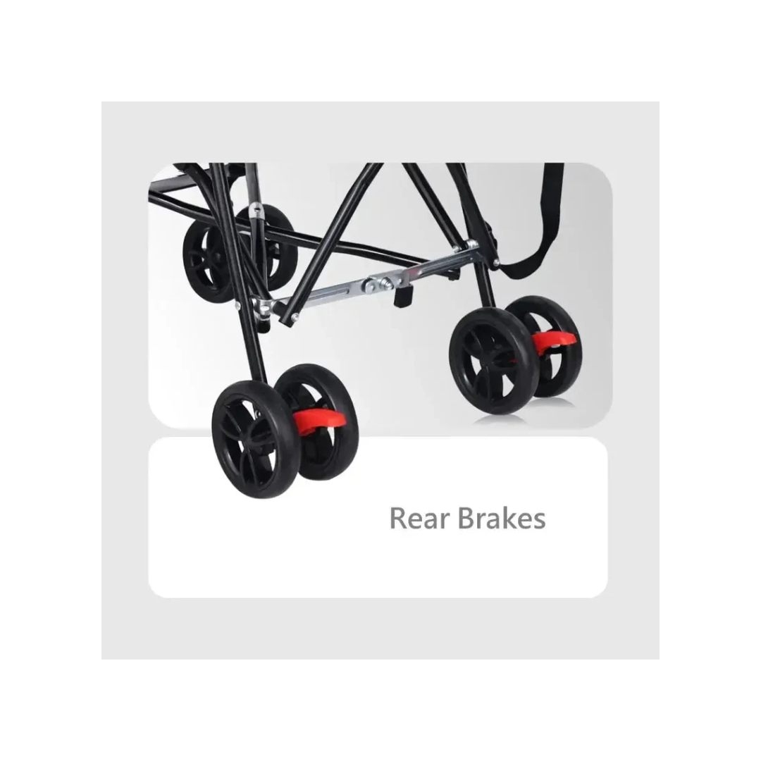 R for Rabbit Pixie Buggy Stroller Easy to Fold and Store, UV Sun Protection Canopy, Rear Brakes, Storage Bag - Black Multi