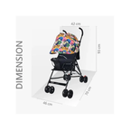 R for Rabbit Pixie Buggy Stroller Easy to Fold and Store, UV Sun Protection Canopy, Rear Brakes, Storage Bag - Black Multi
